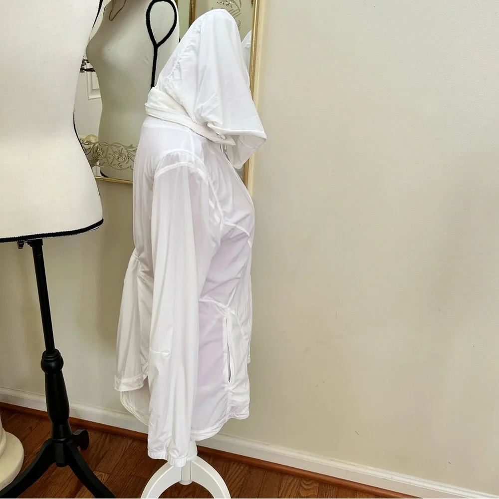 Lululemon 12 goal crusher Jacket White Full Zip Thumbholes Hood - Picture 2 of 10